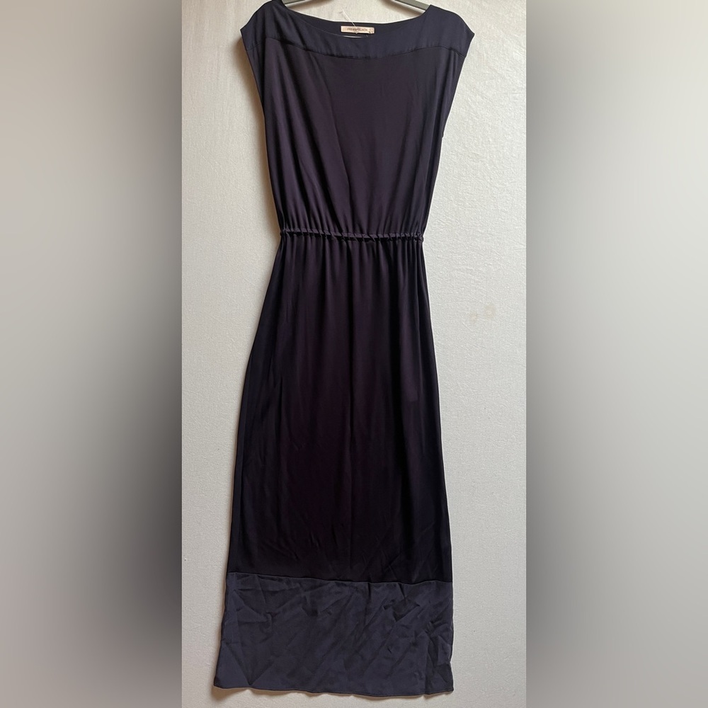 Penny black Maxi Dress V-Back Silk Hem Drawstring Waist Sz M